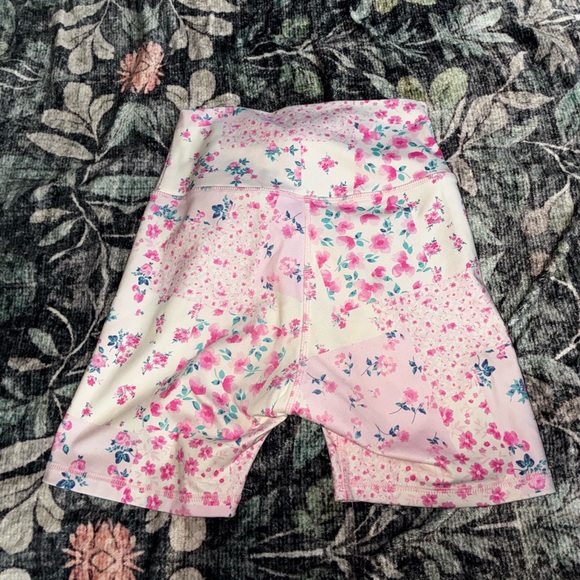 Floral Pink and White Biker Shorts - Picture 3 of 4